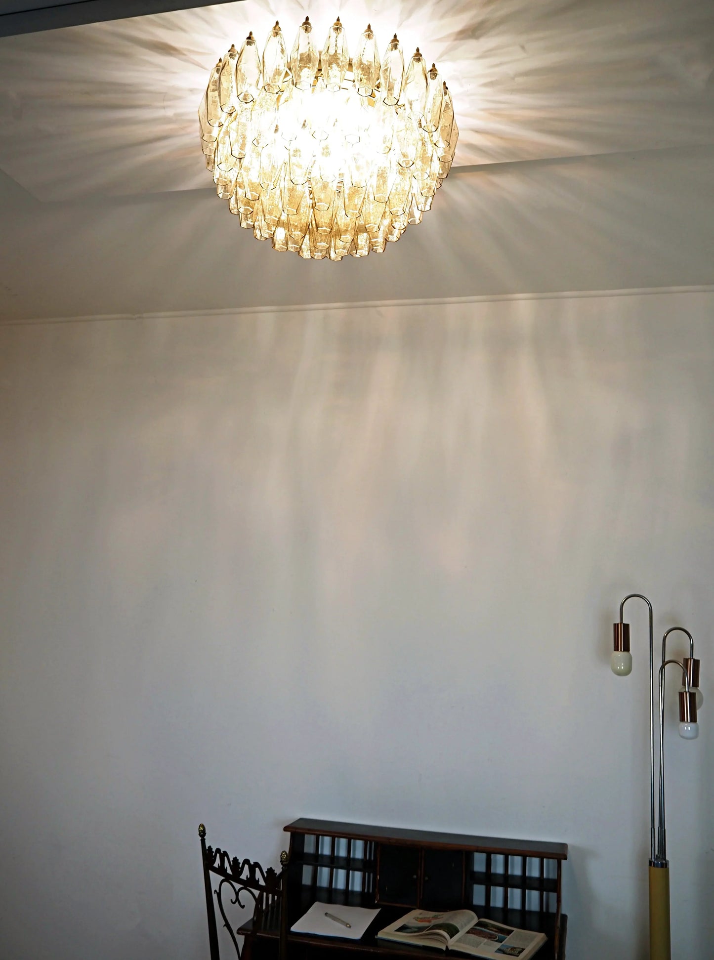 Murano Poliedri Smoked Ceiling Light 23.6"