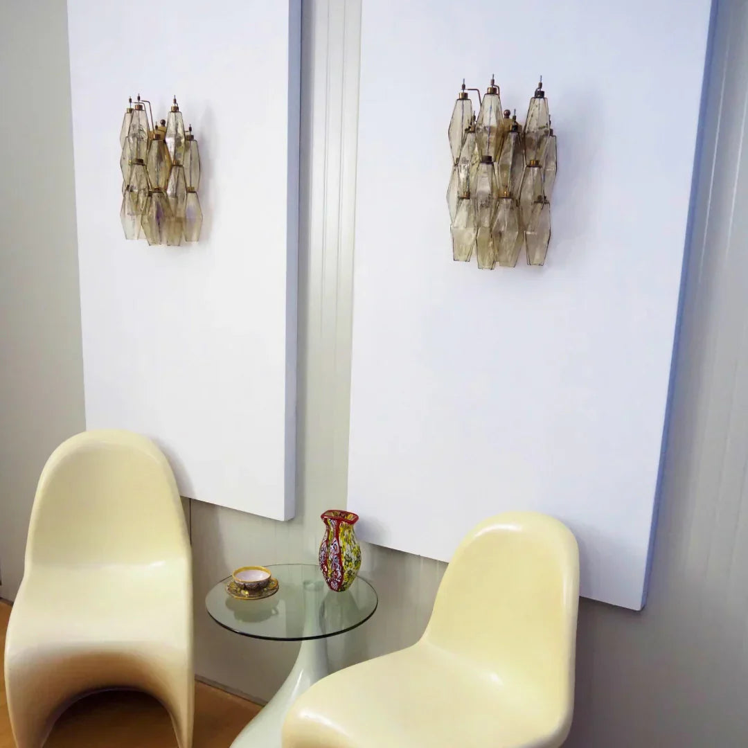 Murano Poliedri Smoked Glass Wall Sconces 9.8"