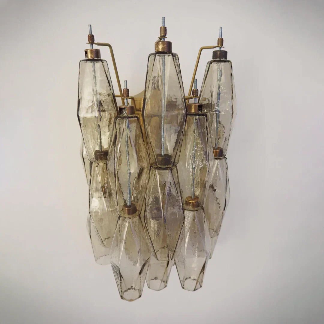 Murano Poliedri Smoked Glass Wall Sconces 9.8"