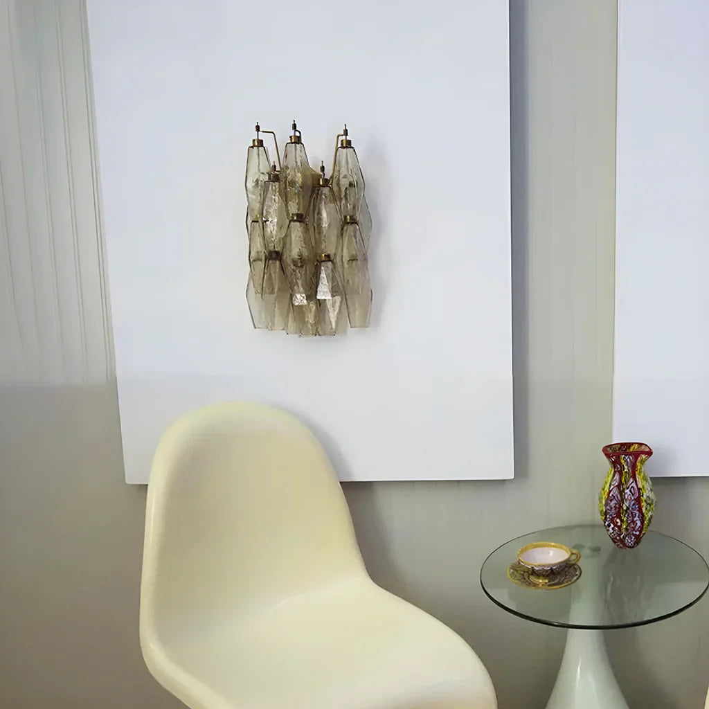 Murano Poliedri Smoked Glass Wall Sconces 9.8"