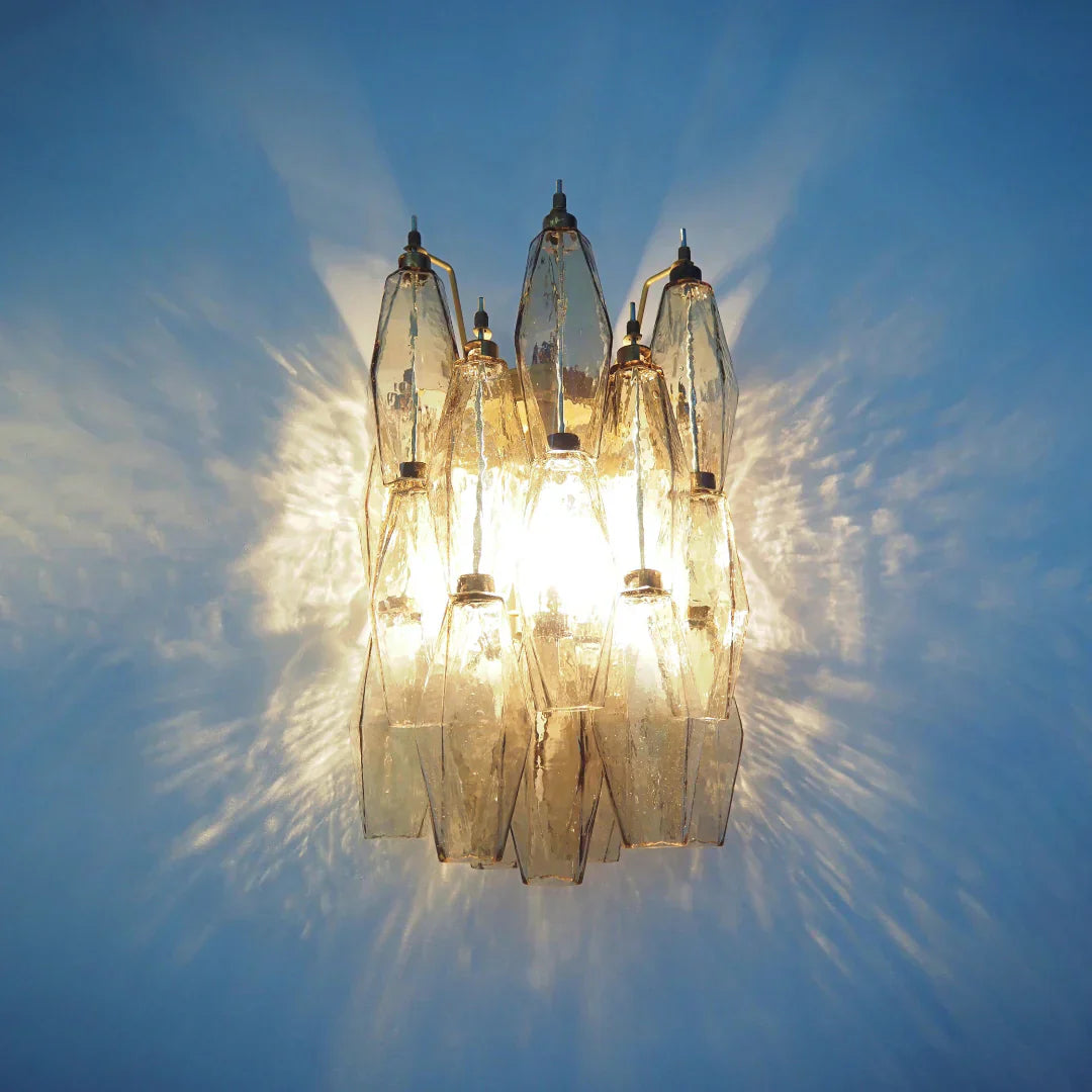 Murano Poliedri Smoked Glass Wall Sconces 9.8"