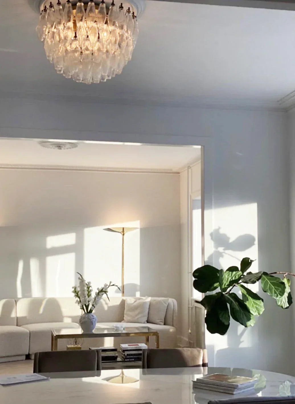 Murano Poliedri Transparent Ceiling Light 23.6"