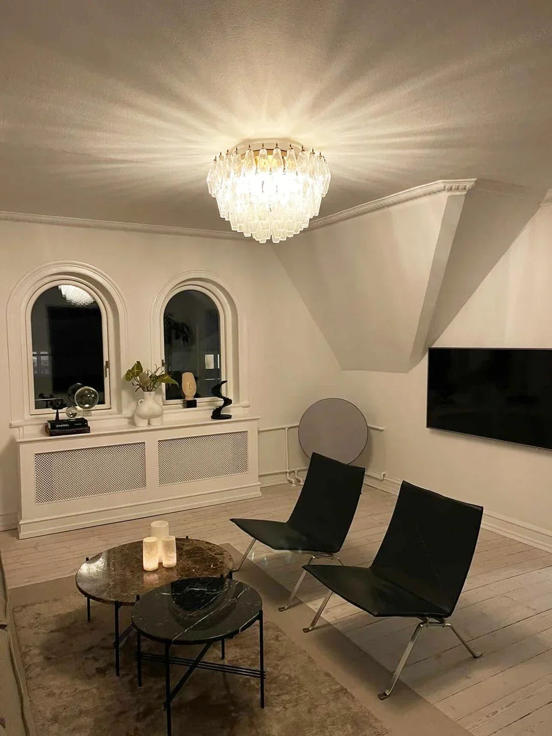 Murano Poliedri Transparent Ceiling Light 23.6"