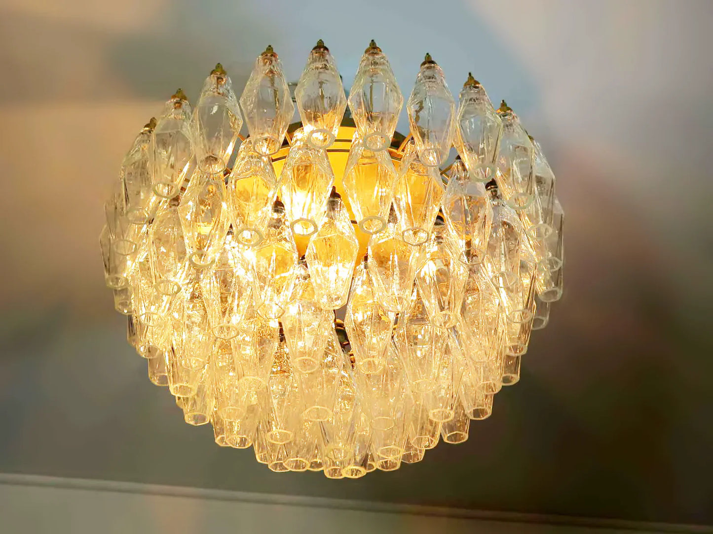 Murano Poliedri Transparent Ceiling Light 23.6"