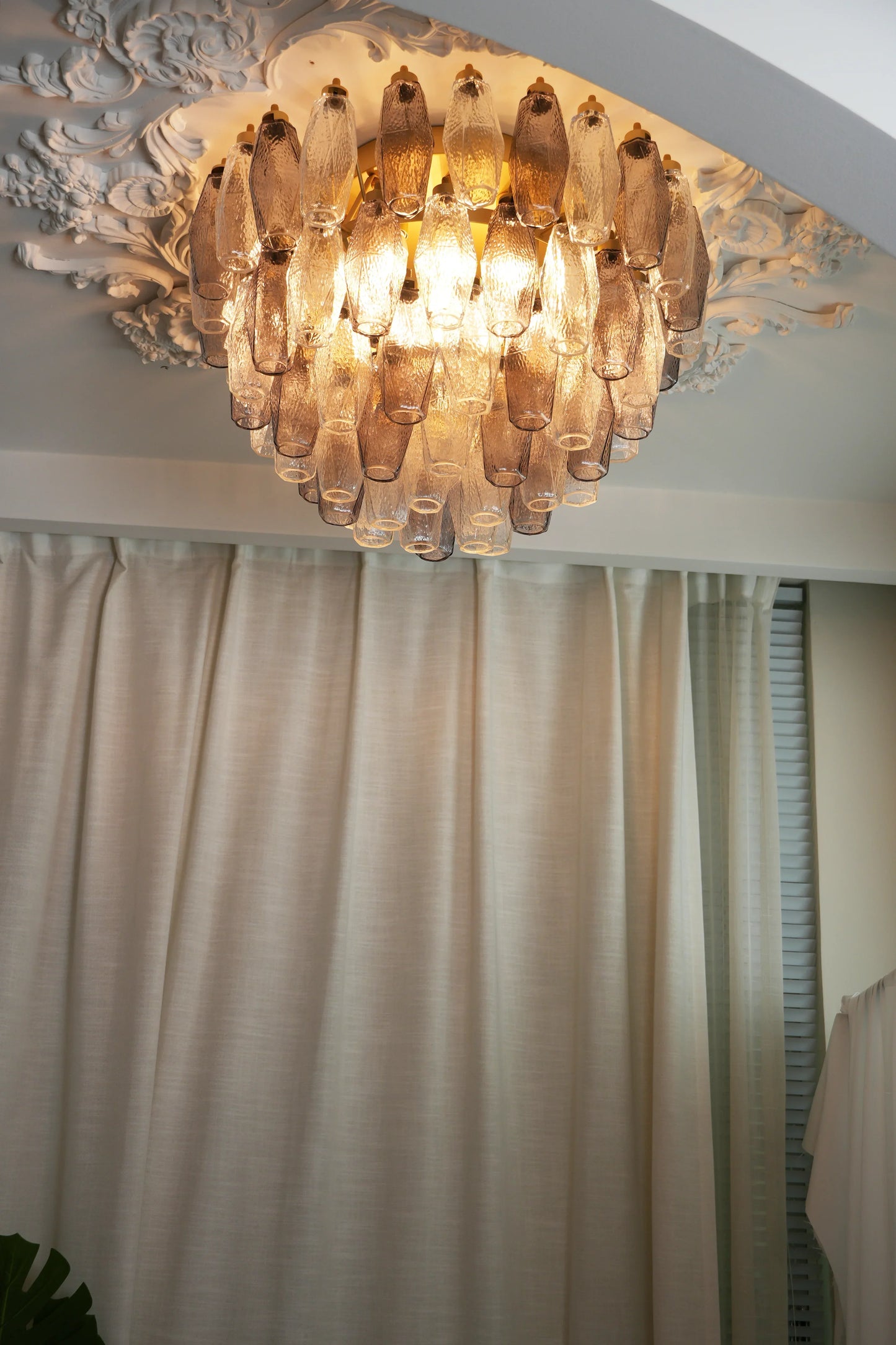 Murano Poliedri Transparent Smoked Ceiling Light 23.6"