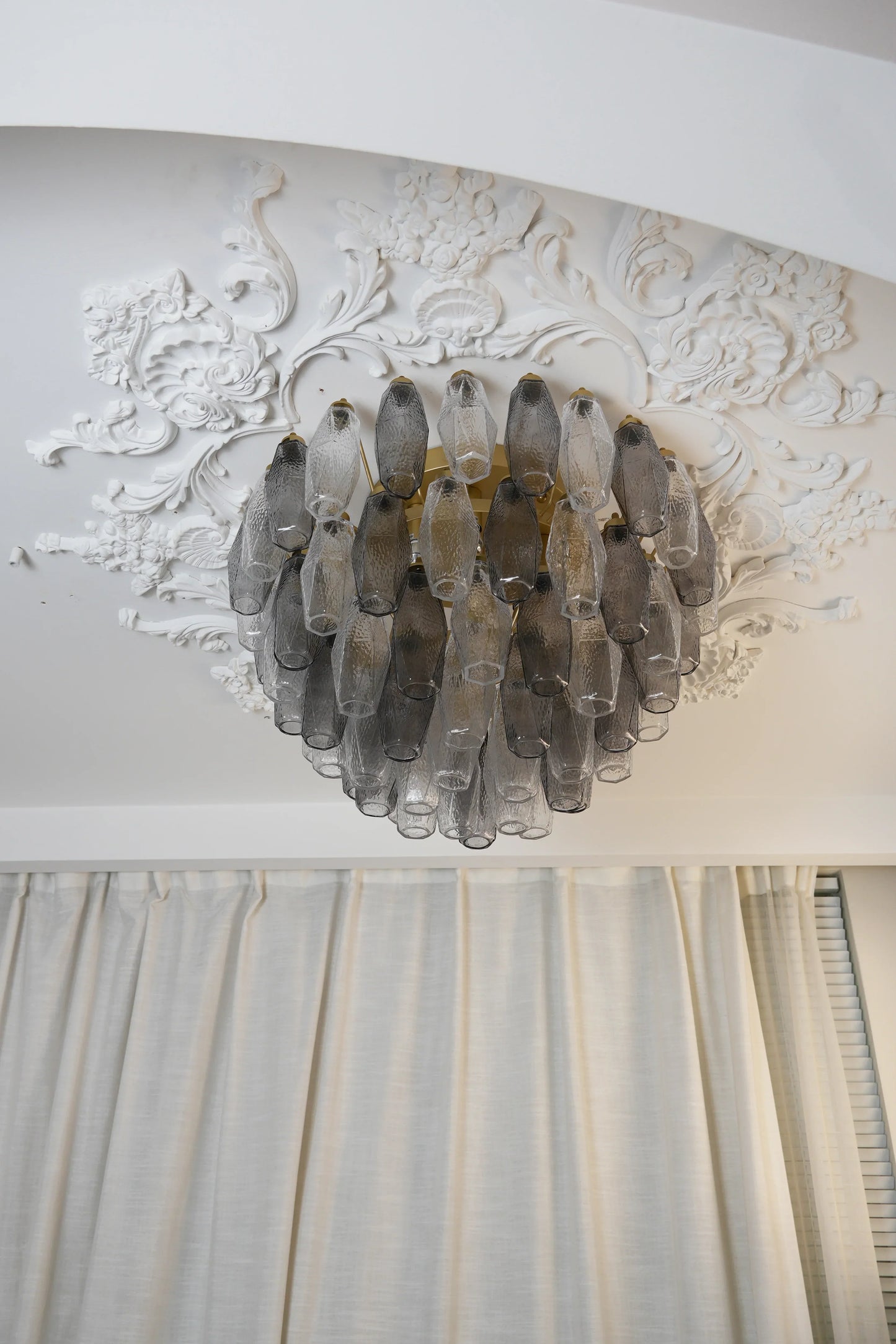 Murano Poliedri Transparent Smoked Ceiling Light 23.6"