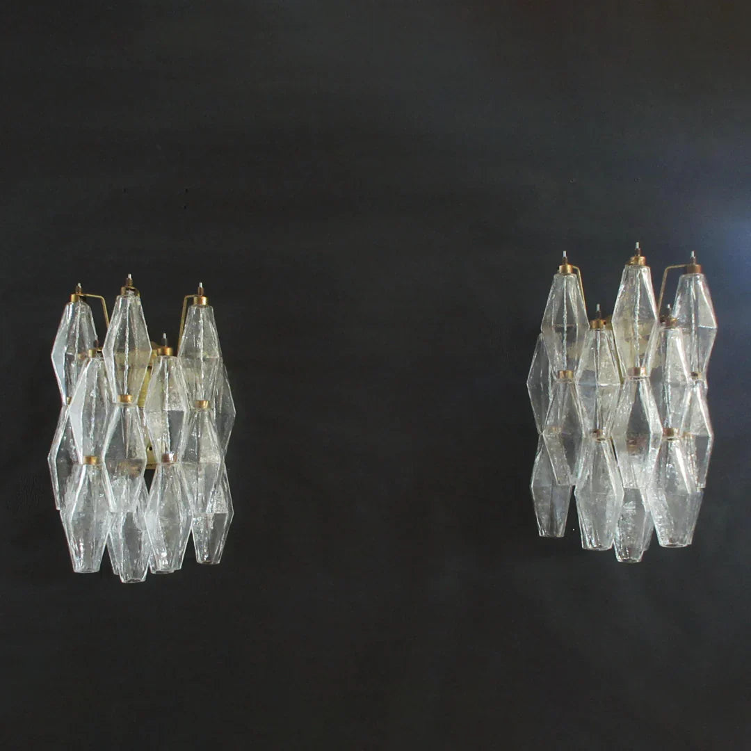 Murano Poliedri Transparent Glass Wall Sconces 9.8"