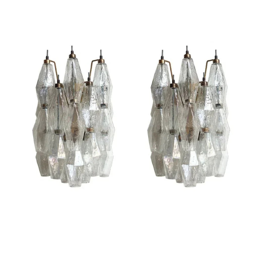 Murano Poliedri Transparent Glass Wall Sconces 9.8"