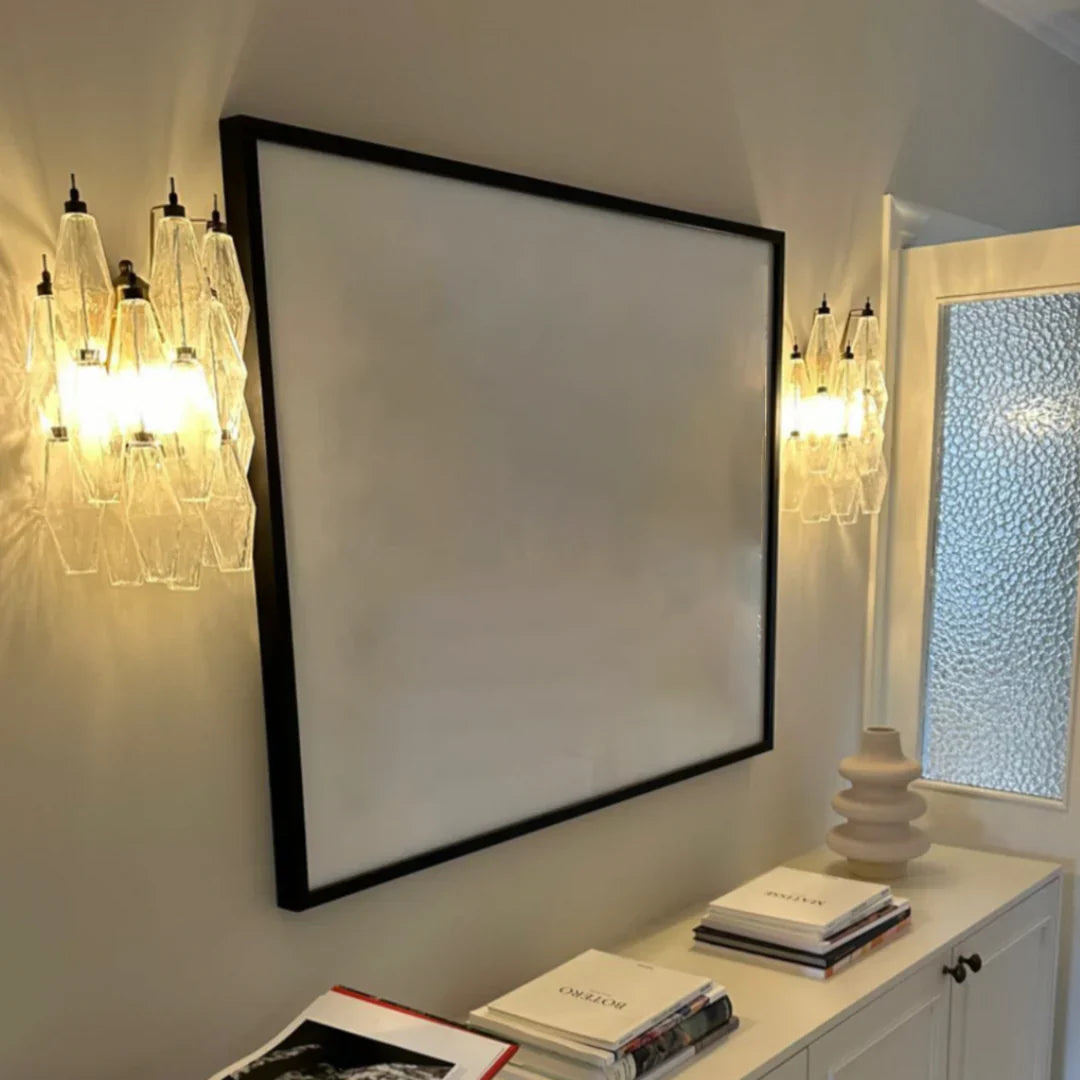 Murano Poliedri Transparent Glass Wall Sconces 9.8"