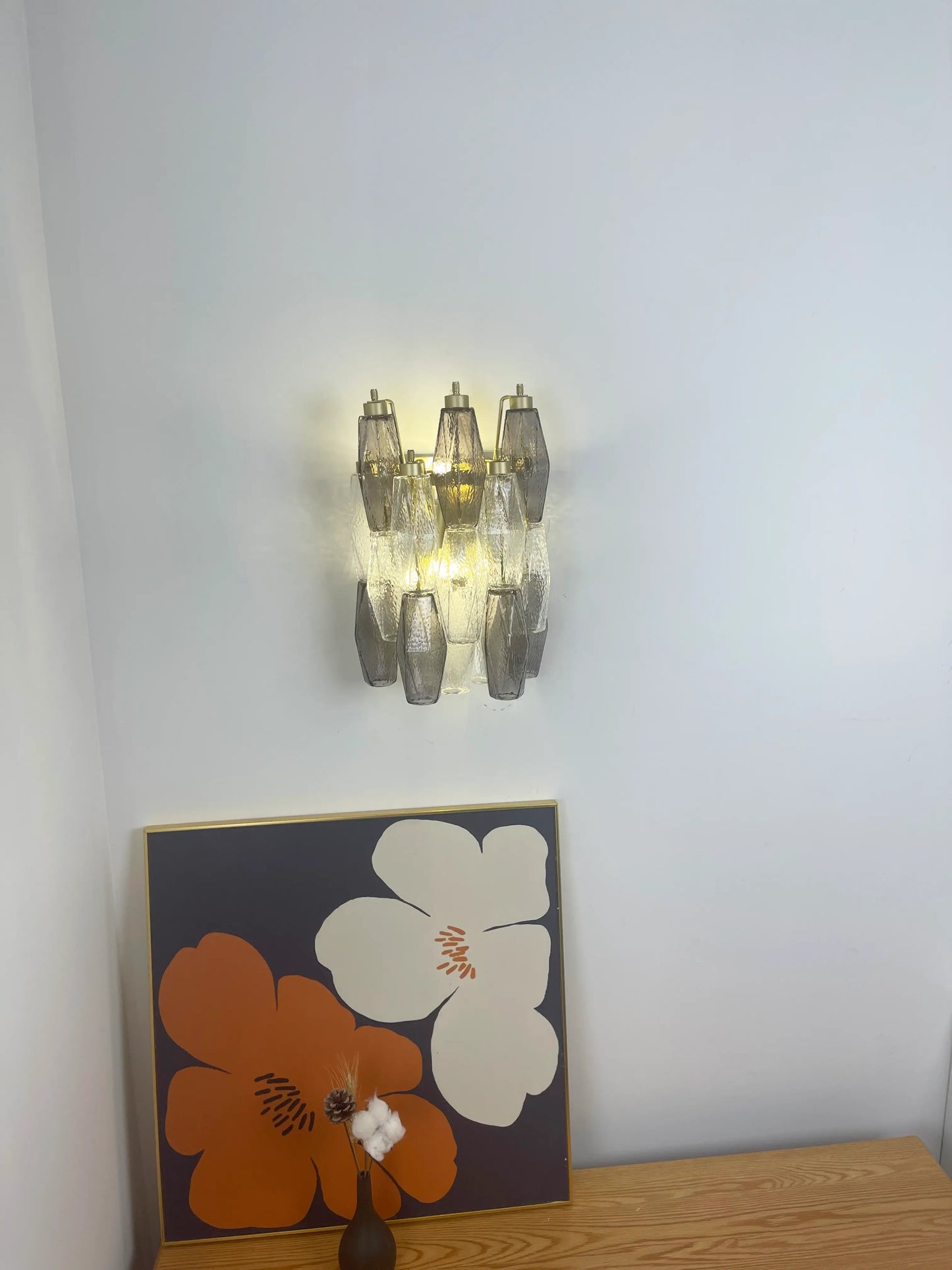 Murano Smoked Transparent Glass Wall Sconces 9.8"