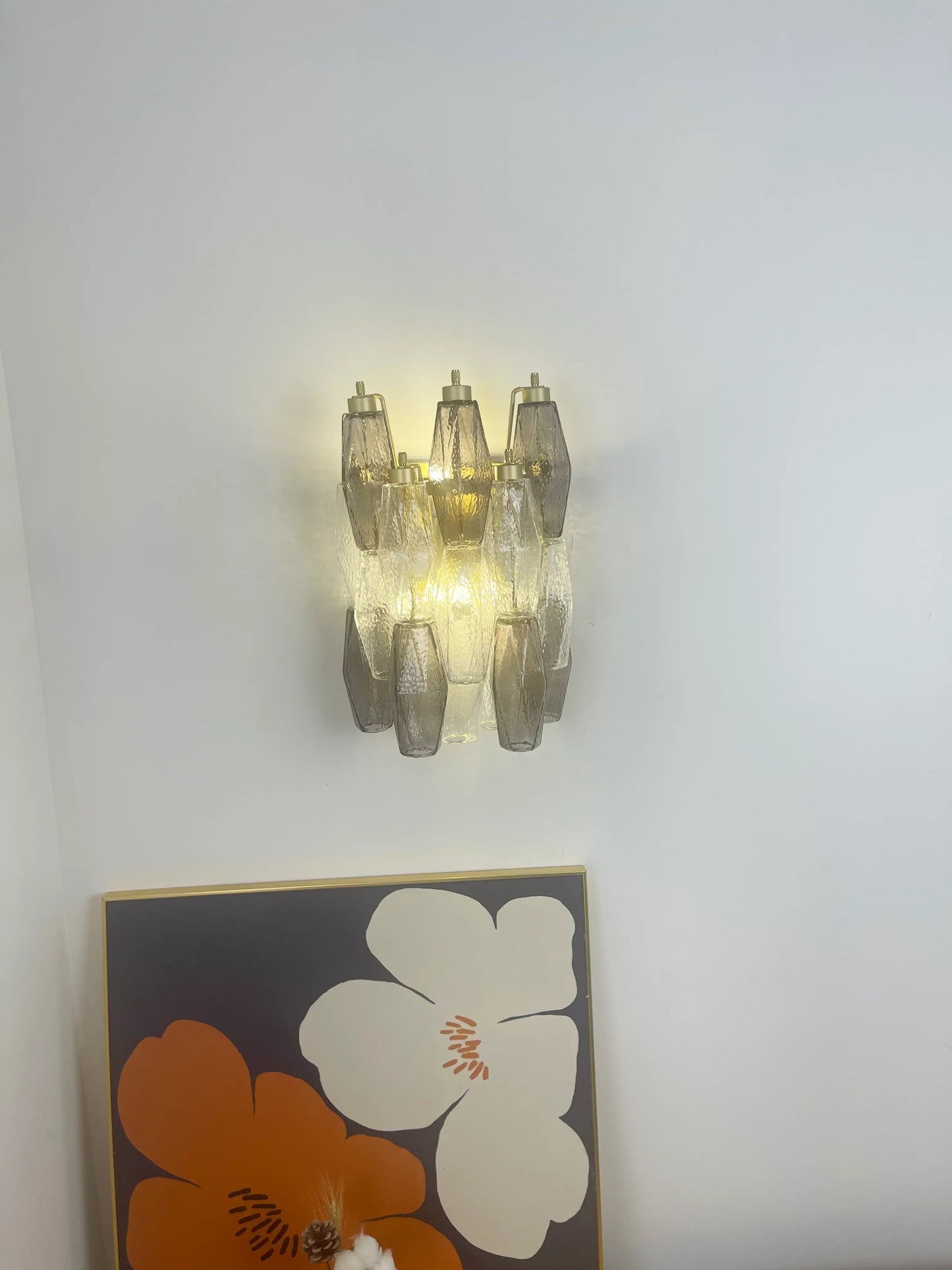 Murano Smoked Transparent Glass Wall Sconces 9.8"