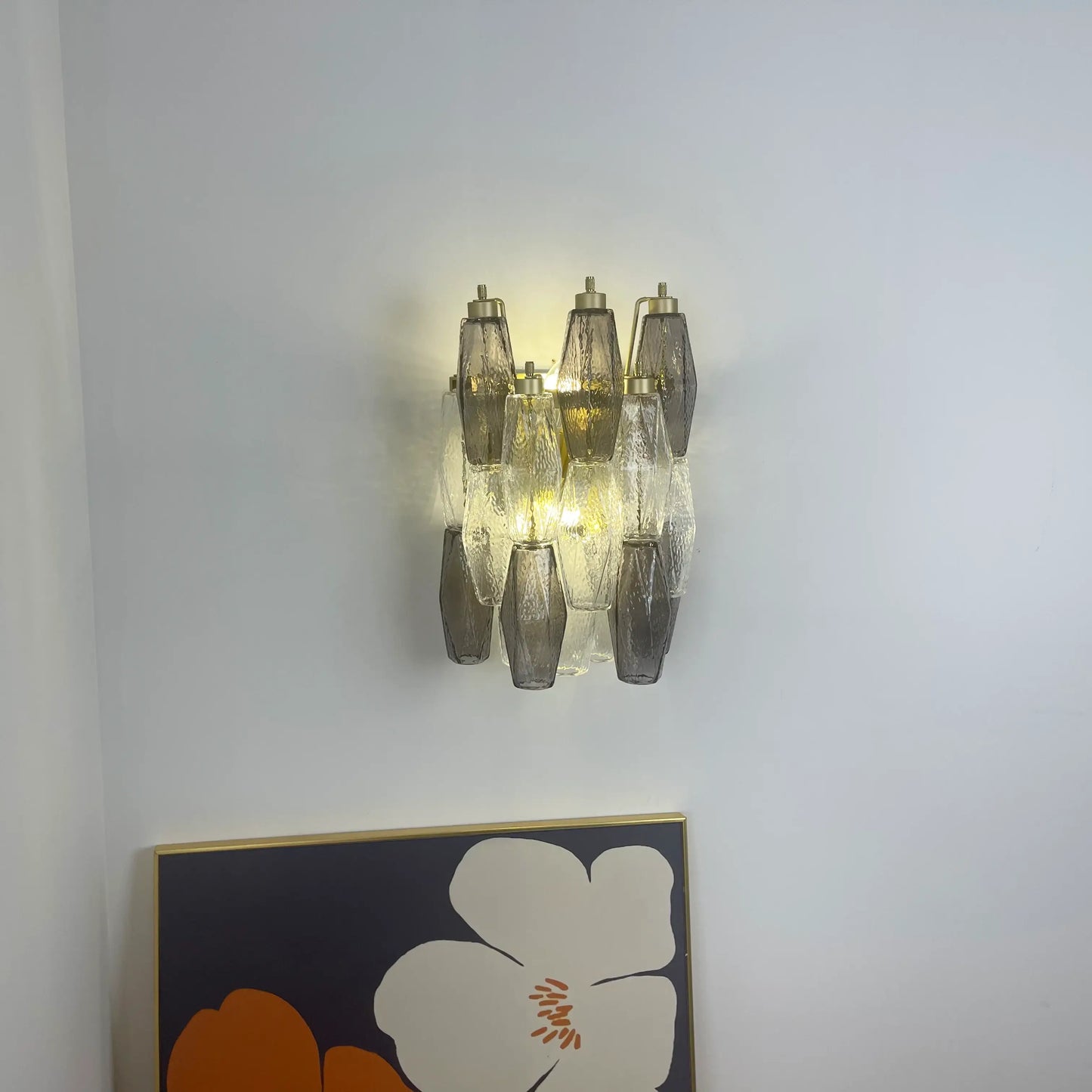 Murano Smoked Transparent Glass Wall Sconces 9.8"