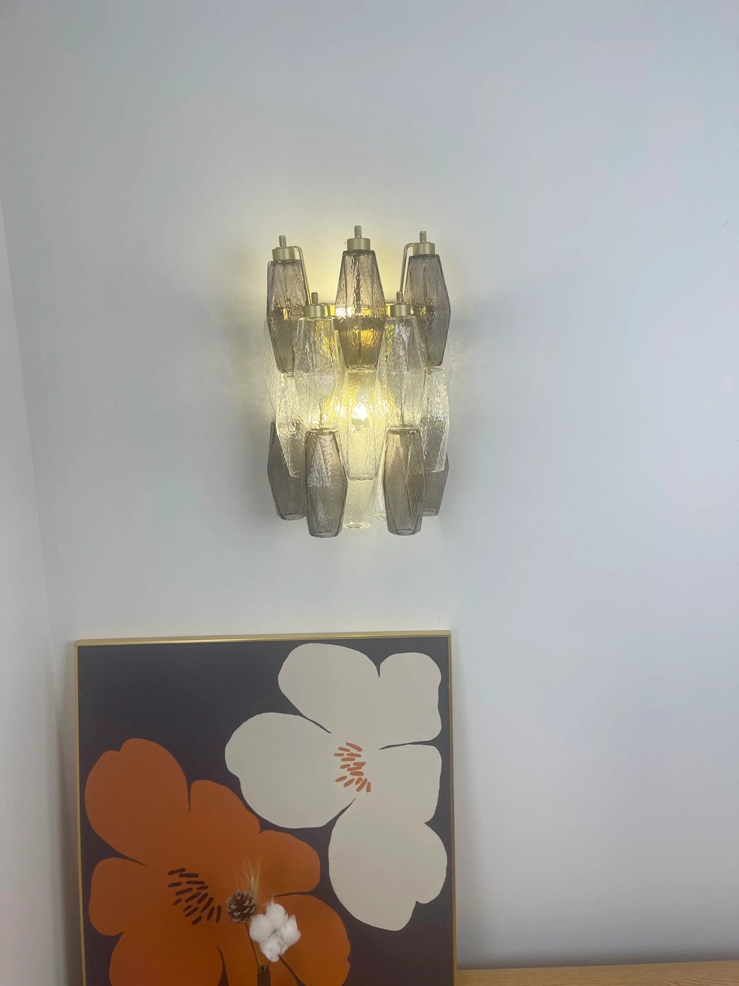 Murano Smoked Transparent Glass Wall Sconces 9.8"