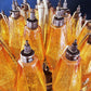 Spherical Murano Poliedri Amber Glass Chandelier 23.6"