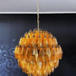 Spherical Murano Poliedri Amber Glass Chandelier 23.6"