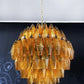 Spherical Murano Poliedri Amber Glass Chandelier 23.6"
