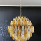 Spherical Murano Poliedri Amber Transparent Glass Chandelier 23.6"