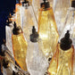 Spherical Murano Poliedri Amber Transparent Glass Chandelier 23.6"