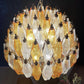 Spherical Murano Poliedri Amber Transparent Glass Chandelier 23.6"