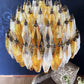 Spherical Murano Poliedri Amber Transparent Glass Chandelier 23.6"
