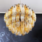 Spherical Murano Poliedri Amber Transparent Glass Chandelier 23.6"
