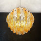 Spherical Murano Poliedri Amber Transparent Glass Chandelier 23.6"