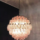 Spherical Murano Poliedri Pink Glass Chandelier 23.6"