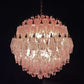 Spherical Murano Poliedri Pink Glass Chandelier 23.6"