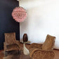 Spherical Murano Poliedri Pink Glass Chandelier 23.6"