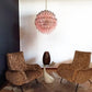 Spherical Murano Poliedri Pink Glass Chandelier 23.6"