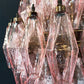 Spherical Murano Poliedri Pink Glass Chandelier 23.6"
