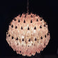 Spherical Murano Poliedri Pink Glass Chandelier 23.6"