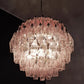 Spherical Murano Poliedri Pink Glass Chandelier 23.6"