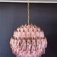 Spherical Murano Poliedri Pink Glass Chandelier 23.6"