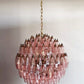 Spherical Murano Poliedri Pink Glass Chandelier 23.6"
