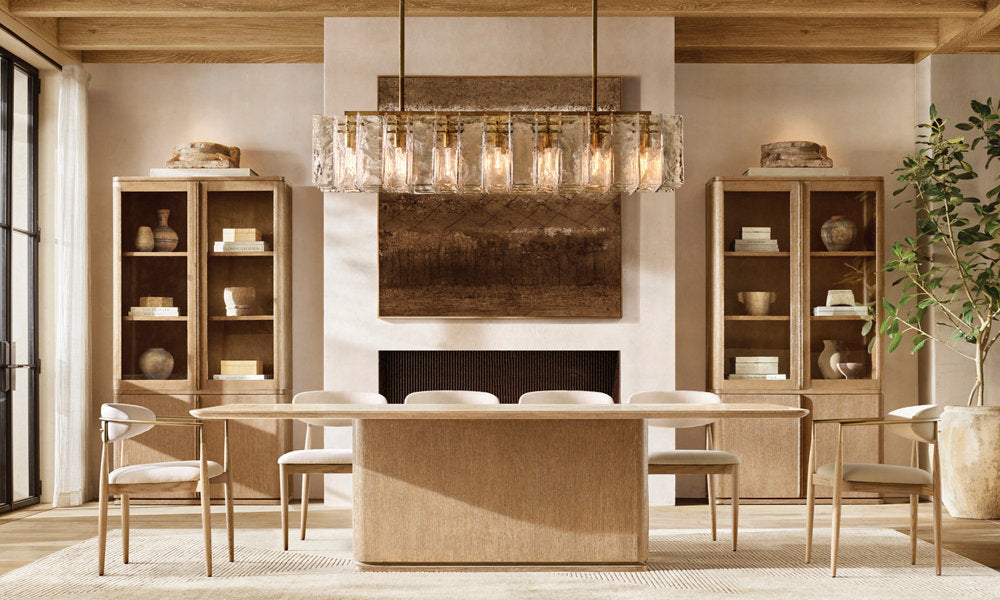 LATTICE CLEAR GLASS RECTANGULAR CHANDELIER 67"