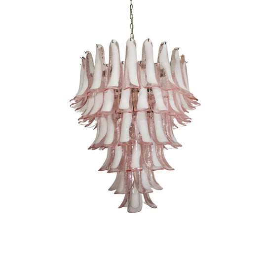 Vintage Murano Pink Glass Petals Chandelier 31.5"