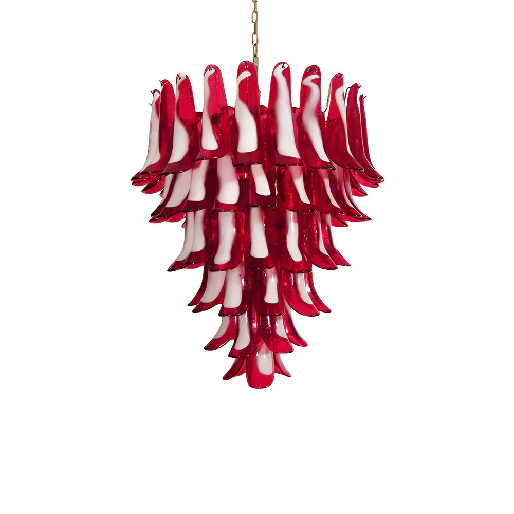 Vintage Murano Red Glass Petals Chandelier 31.5"