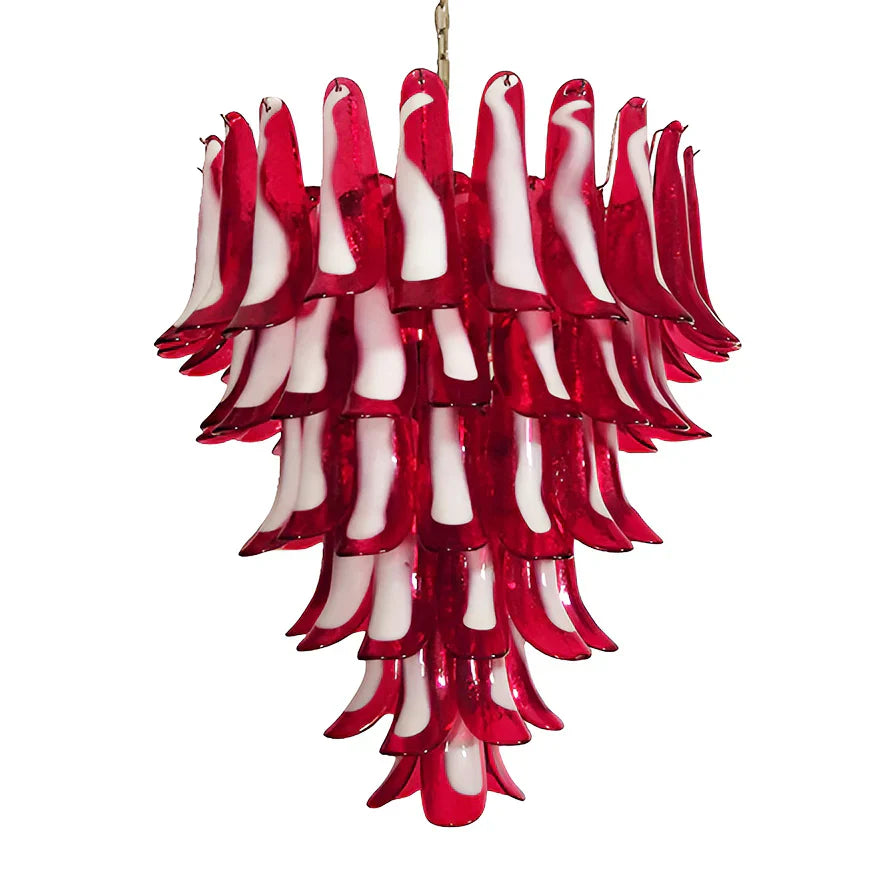 Vintage Murano Red Glass Petals Chandelier 31.5"