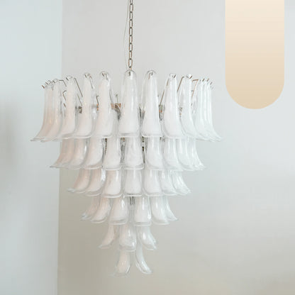 Vintage Murano Transparent Glass Petals Chandelier 31.5"