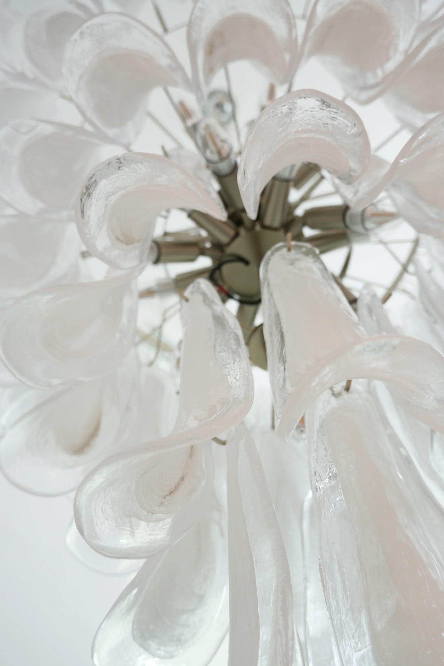 Vintage Murano Transparent Glass Petals Chandelier 31.5"