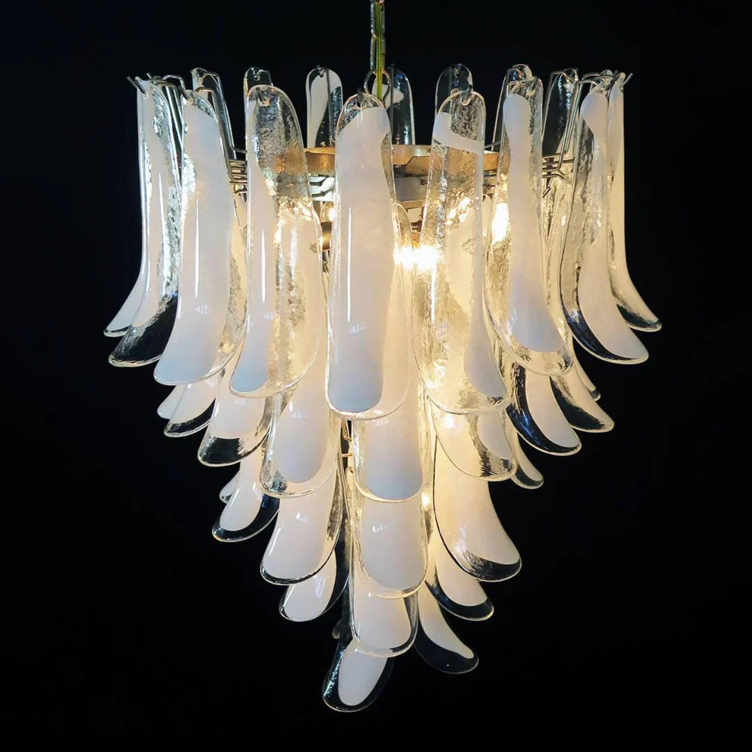 Vintage Transparent Murano Glass Petals Chandelier 26.6"