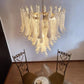Vintage Transparent Murano Glass Petals Chandelier 26.6"