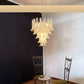 Vintage Transparent Murano Glass Petals Chandelier 26.6"
