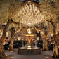 19TH C. ROCOCO IRON & CRYSTAL ROUND CHANDELIER 101"