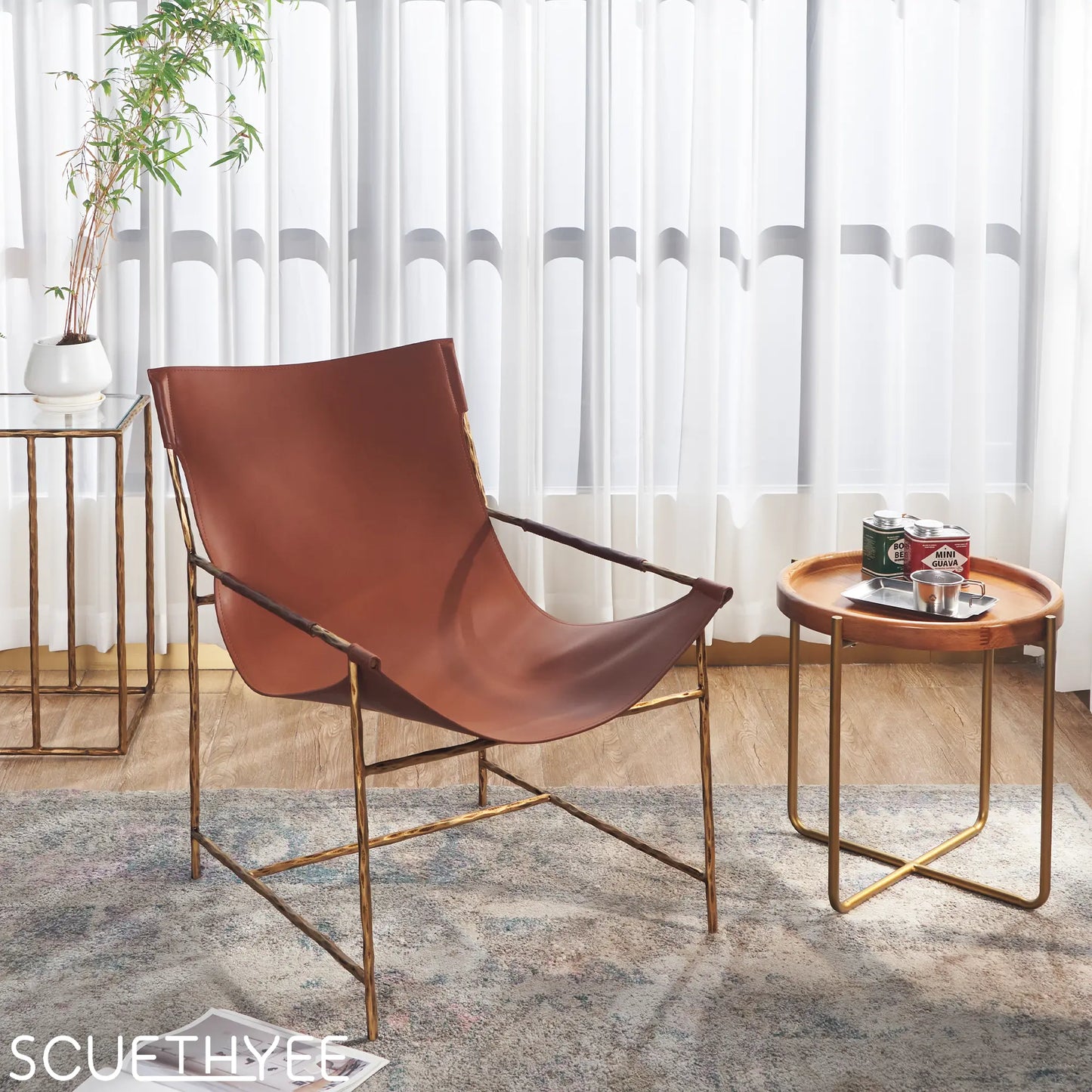 Thaddeus Brown Leather Lounge Chair