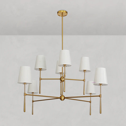 Art Fabric Lamp Shade Rhode 2-Tier Round Chandelier 48"