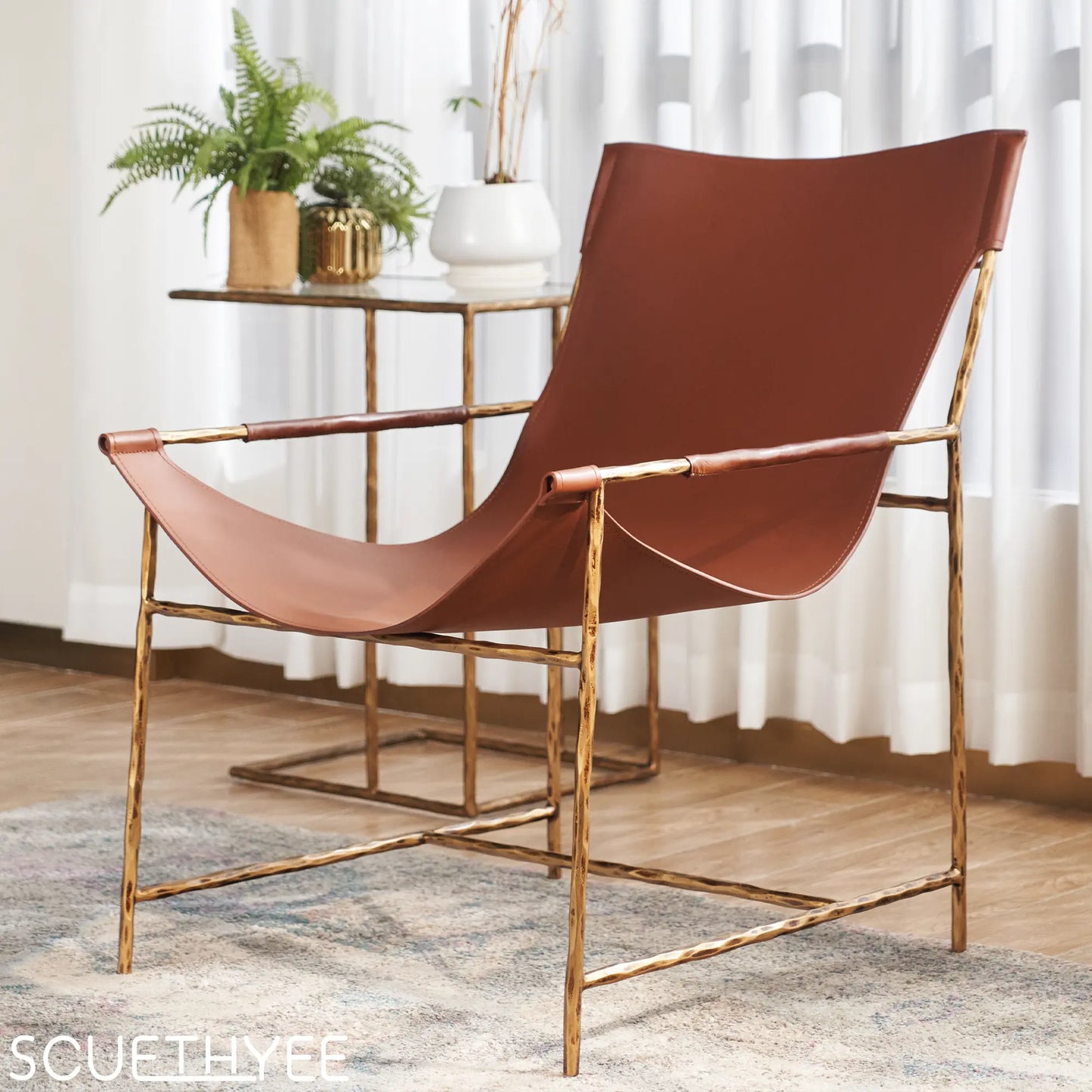 Thaddeus Brown Leather Lounge Chair