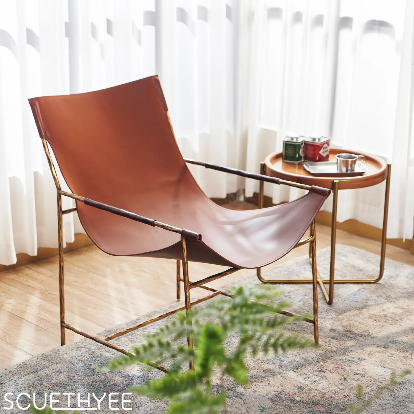 Thaddeus Brown Leather Lounge Chair