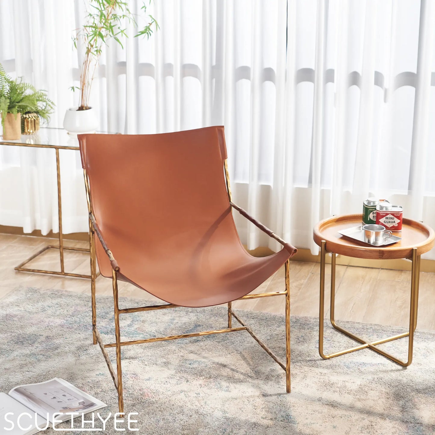 Thaddeus Brown Leather Lounge Chair